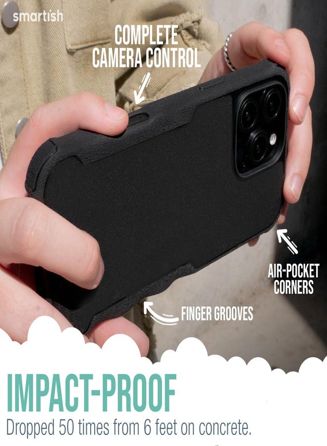 Smartish® iPhone 16 Pro Max Protective Magnetic Case - Gripzilla Compatible with MagSafe [Rugged + Tough] Heavy Duty Armor Cover Drop Tested Protection for Apple iPhone 16 Pro Max - Clearly Black - Image 3